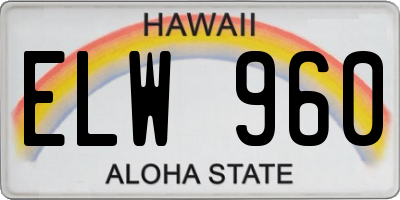 HI license plate ELW960