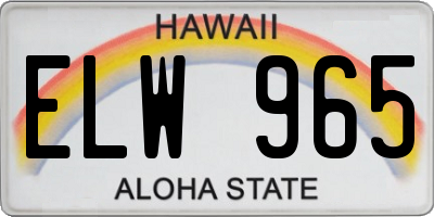 HI license plate ELW965