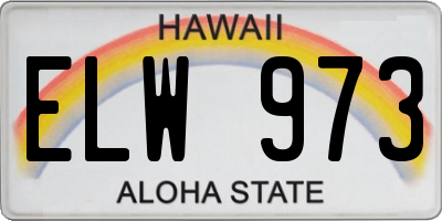 HI license plate ELW973