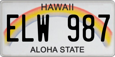 HI license plate ELW987