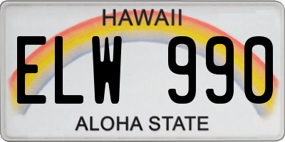 HI license plate ELW990