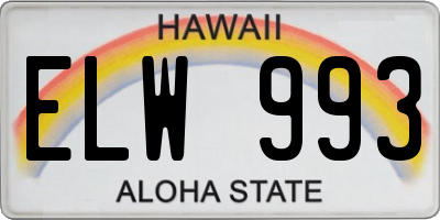 HI license plate ELW993