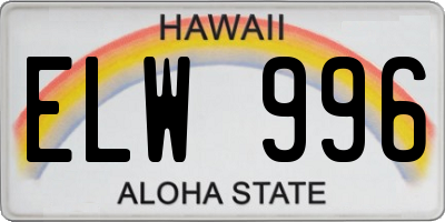 HI license plate ELW996