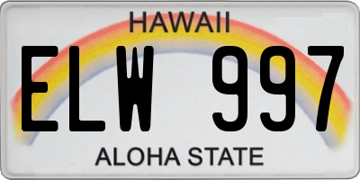 HI license plate ELW997