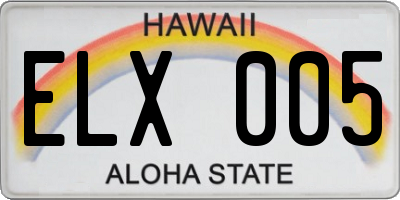 HI license plate ELX005