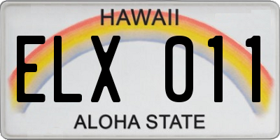 HI license plate ELX011
