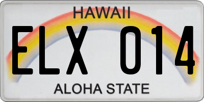 HI license plate ELX014