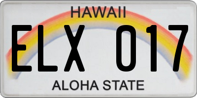 HI license plate ELX017