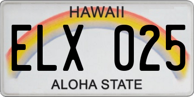 HI license plate ELX025