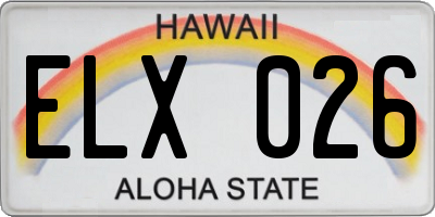 HI license plate ELX026