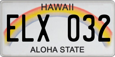 HI license plate ELX032