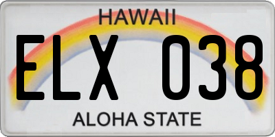 HI license plate ELX038