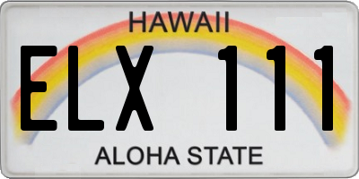 HI license plate ELX111