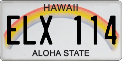 HI license plate ELX114
