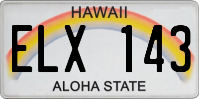 HI license plate ELX143