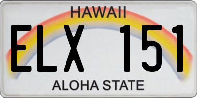 HI license plate ELX151