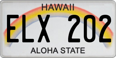 HI license plate ELX202