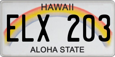 HI license plate ELX203