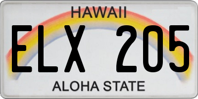 HI license plate ELX205