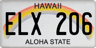 HI license plate ELX206