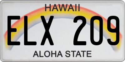 HI license plate ELX209