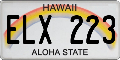 HI license plate ELX223