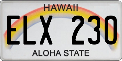 HI license plate ELX230