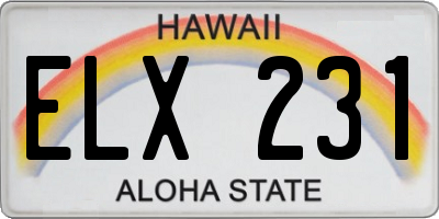 HI license plate ELX231