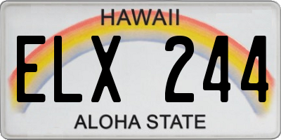 HI license plate ELX244