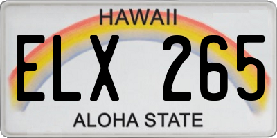HI license plate ELX265