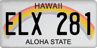 HI license plate ELX281