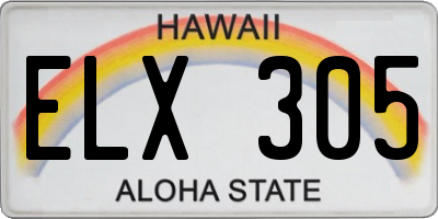 HI license plate ELX305