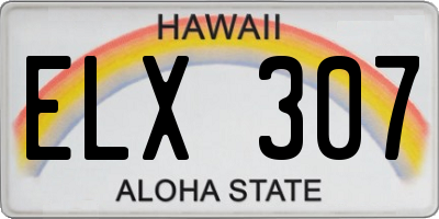 HI license plate ELX307