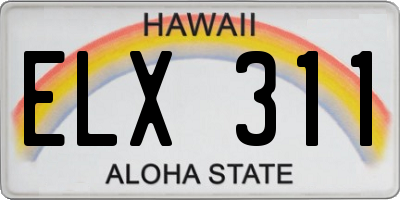 HI license plate ELX311