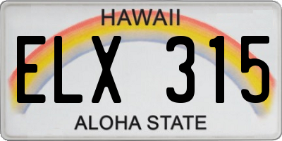 HI license plate ELX315