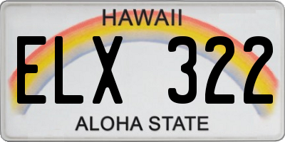 HI license plate ELX322