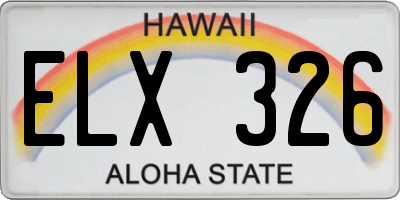 HI license plate ELX326