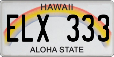 HI license plate ELX333