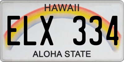 HI license plate ELX334
