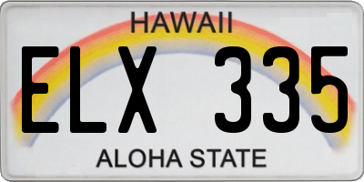 HI license plate ELX335