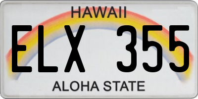 HI license plate ELX355