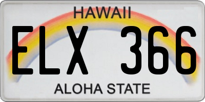 HI license plate ELX366