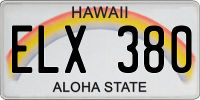 HI license plate ELX380