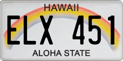HI license plate ELX451