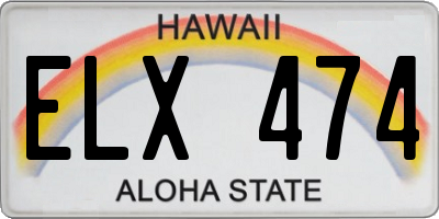 HI license plate ELX474