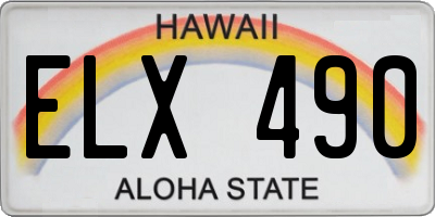 HI license plate ELX490