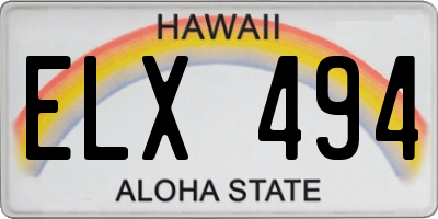 HI license plate ELX494