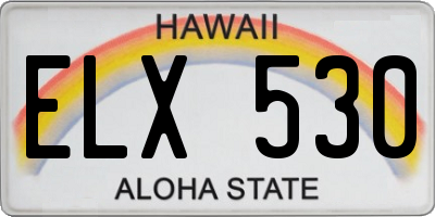 HI license plate ELX530