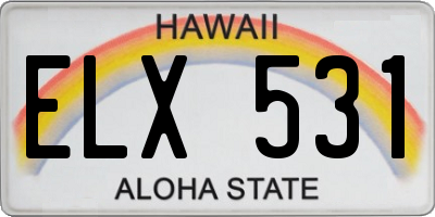 HI license plate ELX531