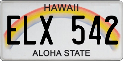 HI license plate ELX542